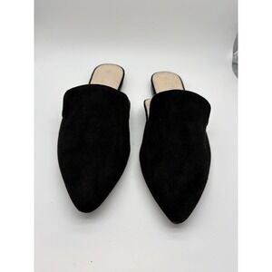 Musshoe Black Casual Pointed Toe Suede Mule Flats, Ella Quinn, Size 9